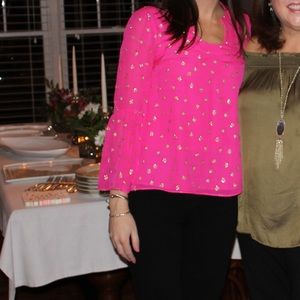 Hot pink silk Lilly Pulitzer blouse XS
